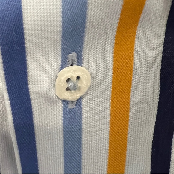 Paul Fredrick Men's 17 35 Multicolor Striped Cotton Trim Fit Dress Shirt - Picture 6 of 12